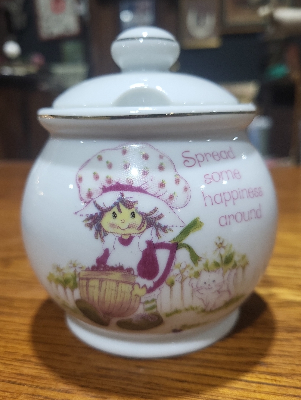 Vtg 1980 Strawberry Shortcake Sugar Jar W Lid